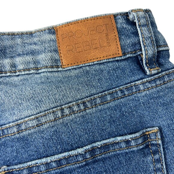 Project Rebel Juniors Size 3 Denim Jean Booty Shorts Distressed Cutoffs Frayed - Picture 3 of 11